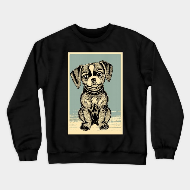 Adorable Wood Block Puppy Crewneck Sweatshirt by SunGraphicsLab